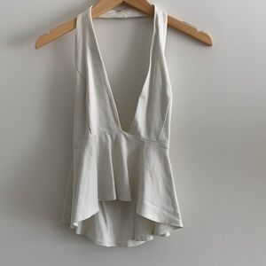 Tobi White Peplum Halter Top Small